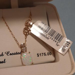 Gold over Silver Created opal necklace 18in